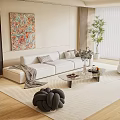 Cream wind sofa coffee table combination cream sofa coffee table combination 3d model
