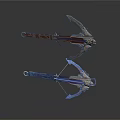 Two Crossbow Weapons With Different Colors Detailed Decorative Metal And Wooden Design