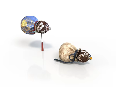 Traditional Style Gourd Blue Dragon Gourd Beige Pattern Gourd Chinese Decorations Crafts Ornaments Cultural Elements Moire Tassel Rope Knot 3d model