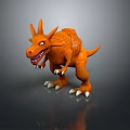 Orange Spiked Dinosaur 3D Model With Scaly Body Sharp Teeth And Claws 3d model
