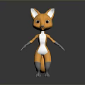 Cute Cartoon Fox Game Movie Character With Orange White Fur Big Ears Standing Pose