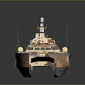 Camouflage Military Patrol Boat With Upper Superstructure Deck Antenna And Equipment