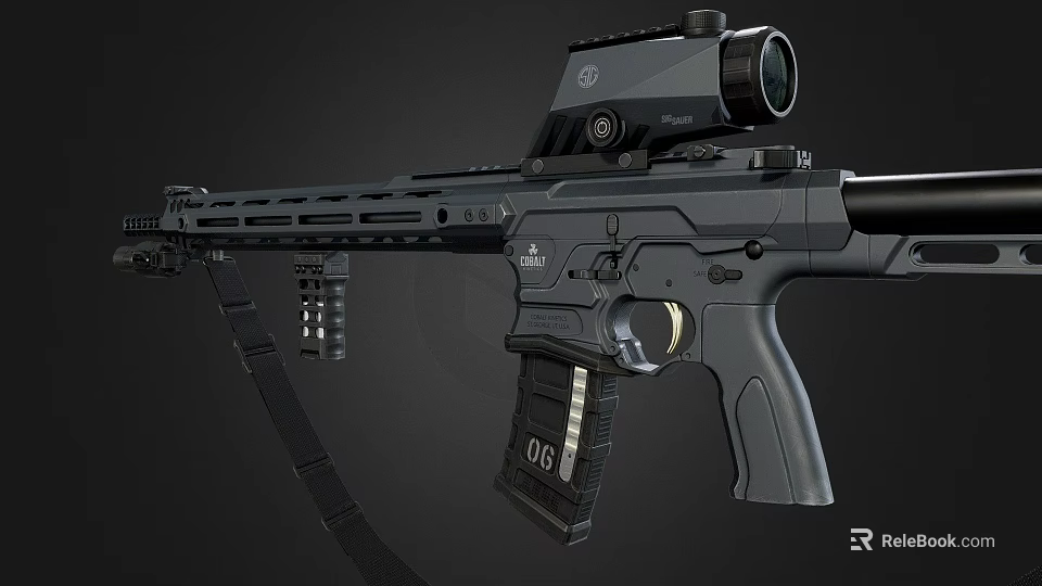 Modern Black Tactical Rifle With High Precision Scope Magazine And Ergonomic Grip 3d model 