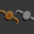 Gold And Silver Horned Helmets With Metallic Finish And Medieval Decorative Horns