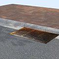 Road Infrastructure Featuring Drainage Grating And Brick Paving With Concrete Curb 3d model