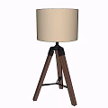 Modern Wooden Tripod Table Lamp with White Lampshade and Minimalist Design for Home