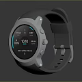 Fashionable Smartwatch Accessory With Gray Strap Round Dial And Digital Fitness Tracking Screen