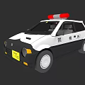 Police Car with Red Emergency Lights Black White Body and Keishicho Markings