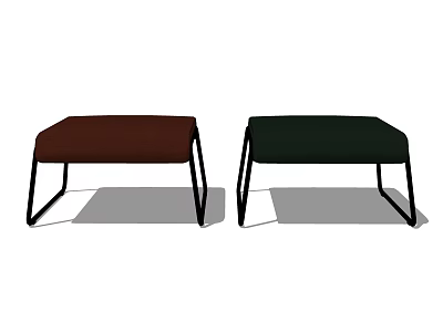 Brown And Dark Green Ottoman Footstools With Metal Frame Modern Design 3d model
