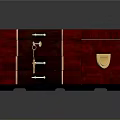 Elegant Red Display Cabinet Shelf With Glossy Finish Golden Handles And Stylish Drawers