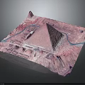 Pink Pyramid Artistic Model With Blue River Canals And Platform Base