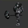 Game and Movie Sci Fi Armored Character with Green Glowing Accents and Mechanical Armor Design