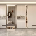 Modern Entryway Shoe Cabinet Design With Clothing Racks Seating Bench And Decorative Storage