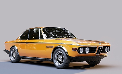 Yellow Retro Car Classic Car BMW 3d model