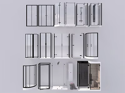 Contemporary Shower Sauna Products Featuring Glass Doors And Different Enclosure Designs 3d model