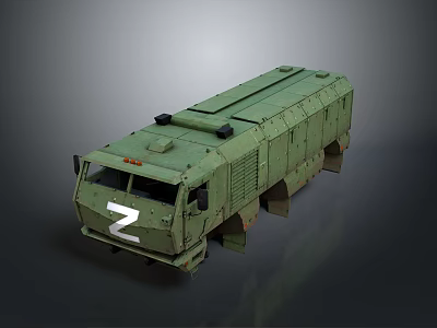 Green Military Armored Tank With Z Symbol And Heavy Duty Design 3d model