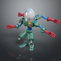 Mechanical Game Movie Character With Transparent Dome Head Green Body Red Arms And Metal Joints
