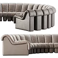 Modern Gray Curved Leather Sectional Sofa With Modular Design And Comfortable Seats 3d model
