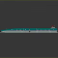 Teal High Speed Train Model on White Tracks with Streamlined Design 3d model