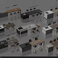 Various Modern Sideboard Designs With Different Materials And Dining Chairs 3d model
