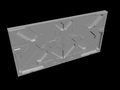 Gray Metal Plate With Geometric Cutouts And Structural Industrial Design 3d model
