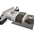 Modern Double Bed Interior Design With Soft Bedding Pillows Nightstands And Rug 3d model