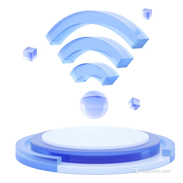 Commercial Equipment With Wireless Wi Fi Symbol Sphere Cube And Circular Platform 3d model 