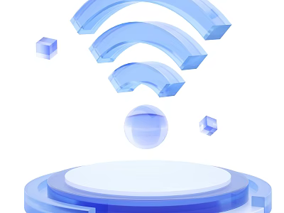 Commercial Equipment With Wireless Wi Fi Symbol Sphere Cube And Circular Platform 3d model
