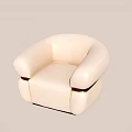Modern Beige Leather Single Sofa With Round Design And Comfortable Armrest 3d model