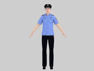 Characters Police Flower Police Police Police Summer Service Dress Short-sleeved Shirt Police Uniform Woman Beauty 3d model