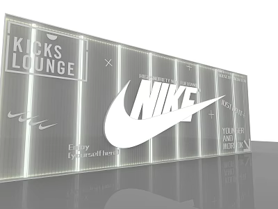 Nike Kicks Lounge Visual Merchandising Display With Brand Logo And Storefront Design 3d model