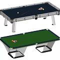 Recreation Equipment Billiard Tables With Black Green Tops Cues And Colored Balls