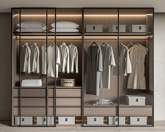 Modern Wardrobe Glass Door Wardrobe 3d model