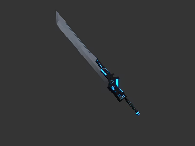 Futuristic Sci Fi Sword with Blue Glowing Handle and Long Blade Design 3d model