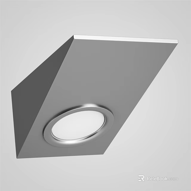 Modern Square Gray Ceiling Light With Circular Lamp And Silver Frame Design 3d model