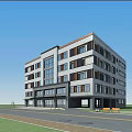 modern library building middle school office building library 3d model
