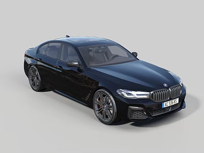 Modern Black Sedan Exterior with Streamlined Body Sharp Headlights and Sporty Wheels 3d model