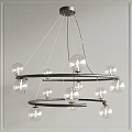 Modern Circular Chandelier With Glass Globe Lights And Metal Frame Design