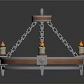 Lighting Fixture Set Round Chandelier With Candle Shaped Lamps Orange White Color And Chain Decoration