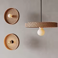 Combined rattan wall lamp chandelier 3d model