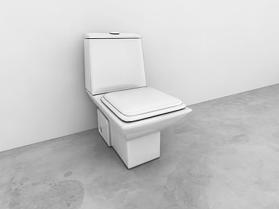 Modern White Toilet Design In Simple Interior With Concrete Floor And Wall 3d model