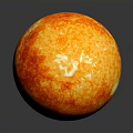 Realistic Sun Sphere With Orange Glow Detailed Surface Texture And Reflective Base 3d model