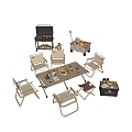 Modern Outdoor Camping Table and Chair Coffee Table Combination 3d model