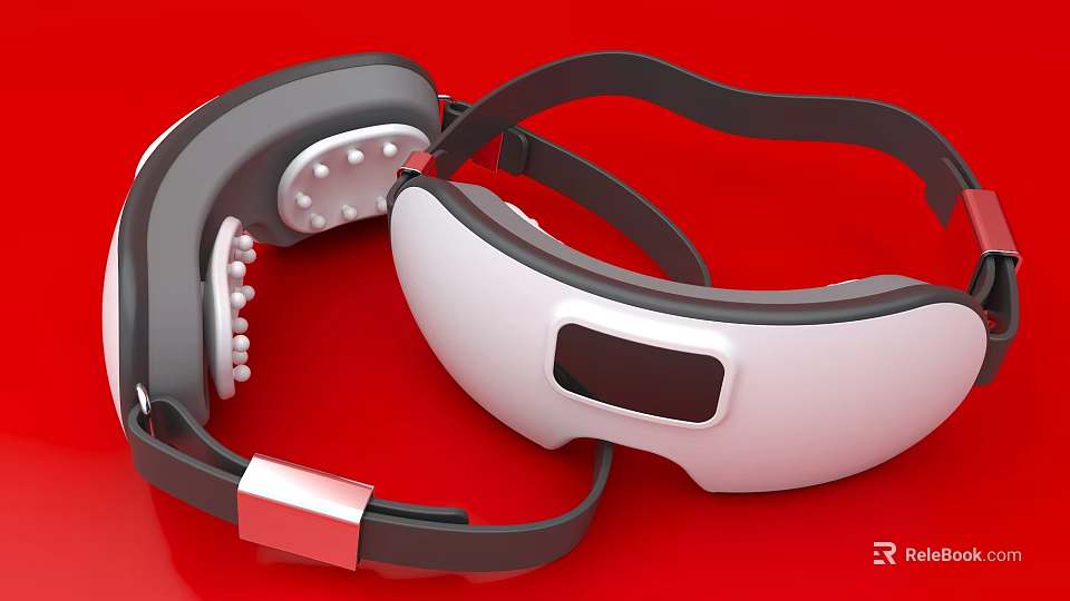 Gray And White Eye Massager With Black Strap And Massage Nodes For Daily Relaxation 3d model 