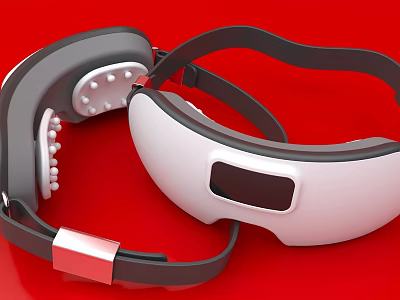 Gray And White Eye Massager With Black Strap And Massage Nodes For Daily Relaxation 3d model