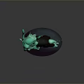 Glowing Green Mythical Deer 3D Model With Black Body Luminous Antlers Tail And Hooves
