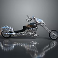 Sleek Silver Metallic Motorcycle With Unique Sculpted Details And Single Seat Design