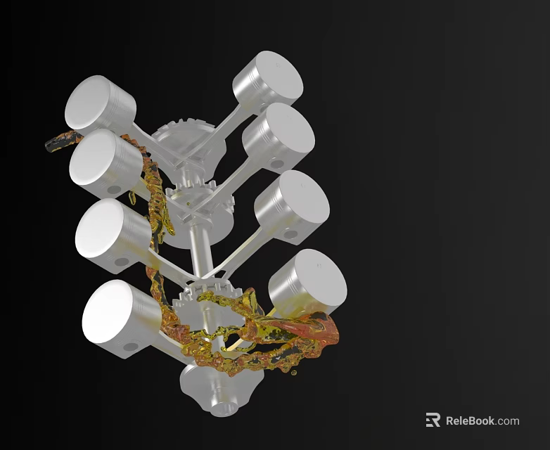 Industrial Equipment With Complex Structure Multiple Cylindrical Components Silver And Gold Mechanical Parts 3d model 