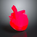 Red 3D Rendered Human Heart Model With Glossy Texture On Dark Background 3d model