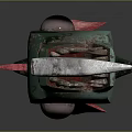 Transparent Blade Weapon With Green Pink Decorations Red Gemstone And Ornate Base Design